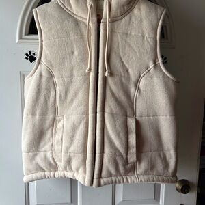 Ruff Hewn Cream Quilted Sherpa Hoodie Vest